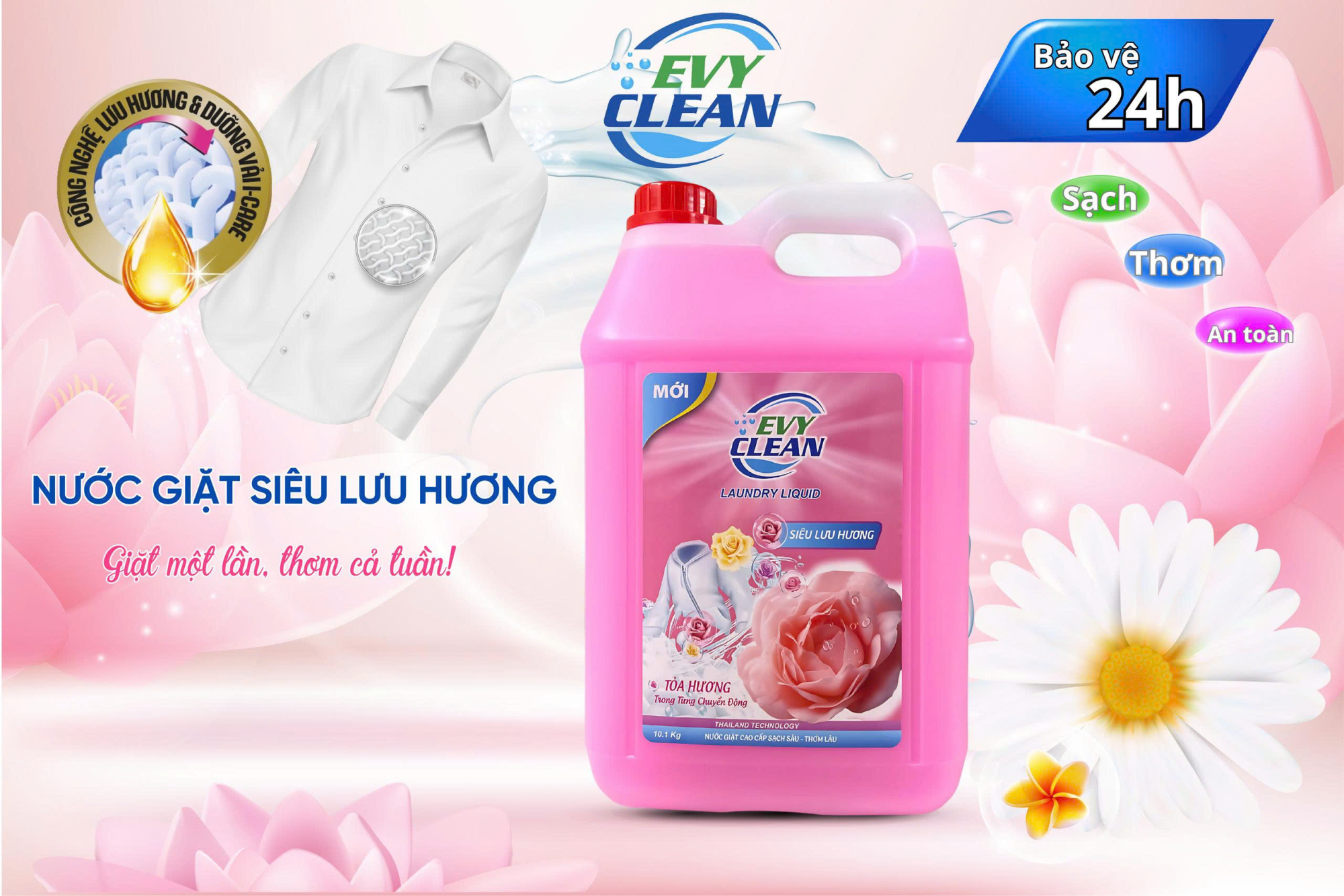 EvyClean Siêu Lưu Hương 10L – Lựa Chọn Hoàn Hảo Cho Gia Đình & Tiệm Giặt