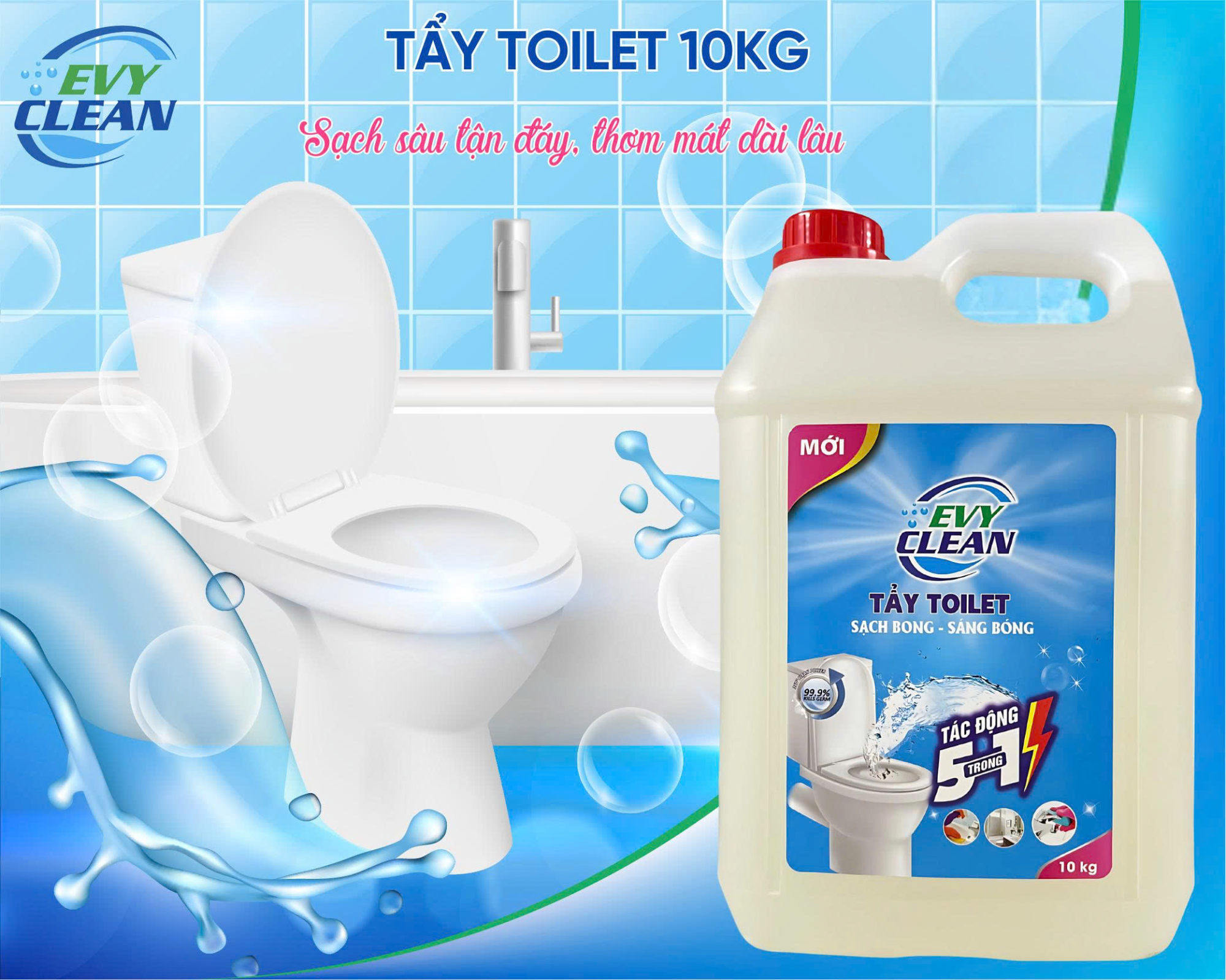 🚽 Nước tẩy Toilet EvyClean – Sạch khuẩn, khử mùi, trắng sáng từng góc vệ sinh